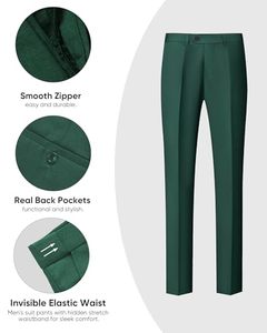 Costume de smoking 3 pièces pour homme, simple boutonnage, <span class=keywords><strong>vert</strong></span> émeraude et noir, pour mariage, bal de promo, cérémonie, taille XL - Product Image 5