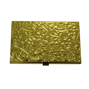 时尚金属金色信用卡盒雕刻标志卡夹