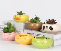 Vente en gros de pots de fleurs d'animaux succulents de dessin animé en porcelaine émaillée pour la décoration de la maison et du jardin