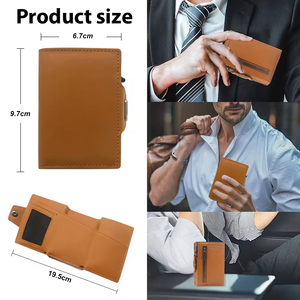 <span class=keywords><strong>Portafoglio</strong></span> Minimalista Sottile, Porta Carte RFID in Metallo e Pelle PU per <span class=keywords><strong>Uomo</strong></span>, Porta Carte di Credito Pop-up in Alluminio - Product Image 5