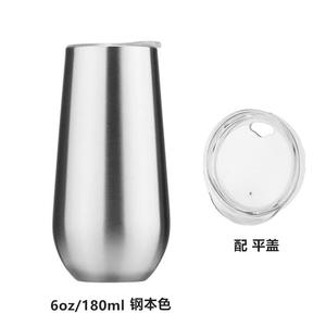 Vaso de Acero Inoxidable de 6oz 180ml, Taza de Viaje Aislada al Vacío con Tapa Plana, Forma de Barriga - Product Image 1