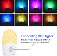 Lampu malam LED Sensor cahaya, colokan gelembung akrilik 3000 W Mode dinamis suhu putih hangat 0.5 K warna RGB