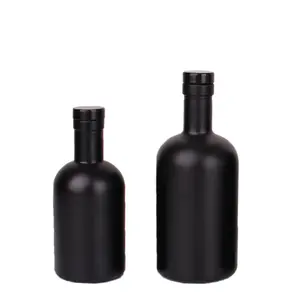 200 мл 375 мл 500 мл 750 мл 1000 мл стеклянная бутылка водки оптовая продажа высококачественная матовая черная стеклянная бутылка с крышкой