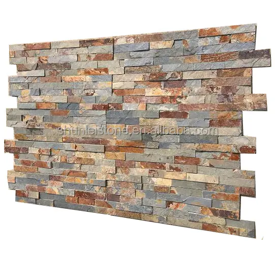 Chinese popular outdoor garden rusty white black quartzite culture stone panel wall cladding