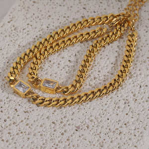 Pulsera de Acero Inoxidable con Cierre de Candado y Cristales, Chapada en Oro de 18k, Resistente al Agua y al Deslustre, Joyería de Moda 2022 - Product Image 6