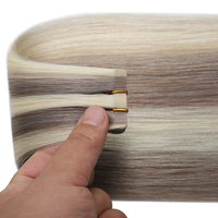 Extensions de cheveux naturels à double trame, adhésives, soyeuses et douces, à forte tenue, pour salons de coiffure, vente en gros d'usine.