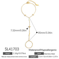 Pulsera SUMMLY Vintage con Estrella de Diamantes, Chapada en Oro de 18K, de Acero Inoxidable, Personalizada, con Anillo y Cadena Conectora, Joyería de Moda