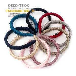 Oeko-tex enfants filles dame bricolage accessoires de cheveux couleur unie bandeau en soie pour un usage quotidien