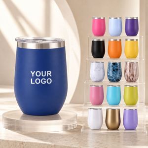 Vente en gros de gobelets isothermes à double paroi en acier inoxydable 304 de 12 oz avec logo personnalisé, étanches, écologiques, sans BPA, pour œufs - Product Image 1