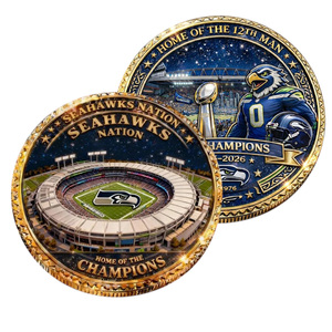 Moneda Conmemorativa de los Seattle Seahawks 2025-2026 Campeones, "Casa <span class=keywords><strong>del</strong></span> <span class=keywords><strong>12</strong></span>º Hombre", Artesanía en Metal, Decoración Coleccionable, Regalo - Product Image 1