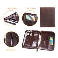 Pochette portefeuille en cuir A4 Logo personnalisé Padfolio avec porte-documents Boîte de poche Caractéristiques Composé de papier plastique