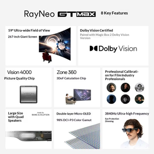แว่นตา AR รุ่นมาตรฐาน Rayneo จอ 80 นิ้ว ระบบเสียงปรับแต่งได้ ภาพคมชัด ขายส่งจำนวนมาก ซีรีส์ครบชุด ยี่ห้อ Rayneo รุ่น GT - Product Image 3