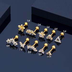 Piccolo fiore Cz cuore di cartilagine della luna orecchino <span class=keywords><strong>per</strong></span> le donne elica Tragus in acciaio inox zircone Mini <span class=keywords><strong>orecchini</strong></span> a bottone - Product Image 4