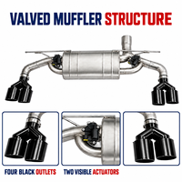 Silencieux d'échappement à double valve 63mm/76mm avec télécommande - Système sonore pneumatique en acier inoxydable poli miroir, épaisseur 1,5mm