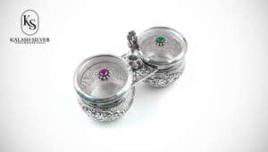 Ensemble de récipients à fruits secs en argent artisanal avec couvercles décoratifs, bocaux de rangement de qualité supérieure pour offrir en cadeau, décoration de la maison et usage religieux - Product Image 2