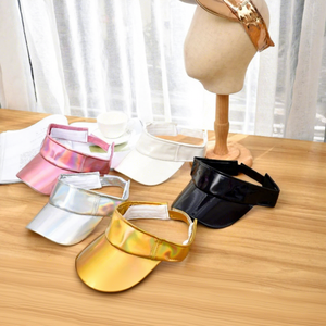 Hot Selling Simple Laser Leather Light Panel Hat Outdoor Sunshade Sports Baseball Fashion Empty Cap Wholesale Visor Cap