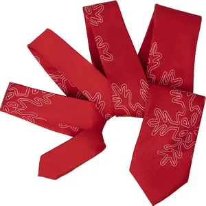 מצחיק חג המולד mens משי הדפס עץ קשרים אדום מבוסס עם קשרים הצוואר פתיתי שלג לבן גדול