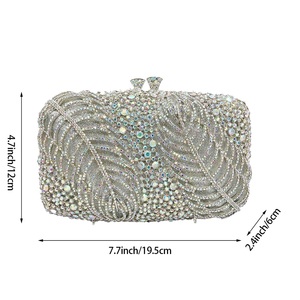 Women Temperament Crystal Evening <b>Bag</b> Bling Leaves Clutch Purse Vintage Elegant Handbag for Dinner Night Out - Product Image 6