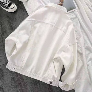Haut à manches longues en denim <span class=keywords><strong>blanc</strong></span> ample rétro pour femmes, nouvelle collection printemps-automne 2024 Yuhong - Product Image 4