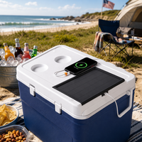 Glacière solaire isotherme au design élégant en PP/PE, pour le stockage des aliments, glacière portable à roulettes