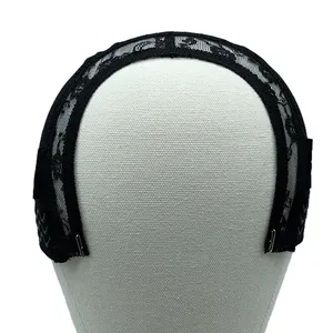 Gorra de peluca en U de 4x4 pulgadas al por mayor con banda de silicona ajustable con cordón para redes de <span class=keywords><strong>pelo</strong></span> sin pegamento, herramientas transpirables de elastano para extensiones de cabello - Product Image 4