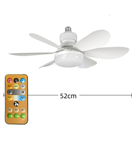 Ventilateur de plafond LED moderne 52 cm avec télécommande, 3 vitesses, 6 pales, éclairage encastré, moteur DC à intensité variable, corps en plastique blanc - Product Image 1