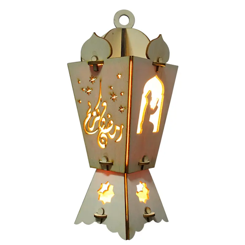 2023 nouvelles décorations de Ramadan coupe de bois lanternes de Ramadan rougeoyant ornement de l'Aïd décoration découpée au Laser