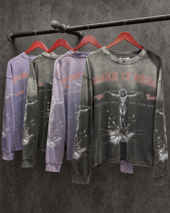 เสื้อยืดผู้ชายสไตล์กรันจ์ย้อนยุคแบบขายส่ง พิมพ์ลายกราฟิกสองด้าน สีซีดแบบซันเฟด ขาดรุ่ย ทรงหลวม สั่งทำได้ - Product Image 3