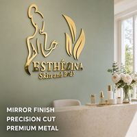 Letras 3D de Metal Dorado Personalizadas, Letreros con Logotipo para Exteriores Sin Iluminación, para Hoteles, Clubes, Tiendas, Entradas de Edificios