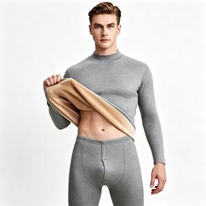 Set di Intimo Termico da Uomo in Pile Spesso, Collo Alto, Caldo e Traspirante, Senza Cuciture, Resistente al Freddo per Autunno e Inverno - Product Image 2