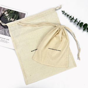 カスタムロゴシルクスクリーンプリントオーガニックコットンモスリンダブルショッピング収納キャンバス巾着ポーチハンドバッグシューズ用ダストバッグ - Product Image 2