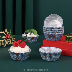 Nhà Máy Tùy Chỉnh In Giáng Sinh Cupcake Thực Phẩm Giấy Lót Bánh Công Cụ Khuôn Trang Trí