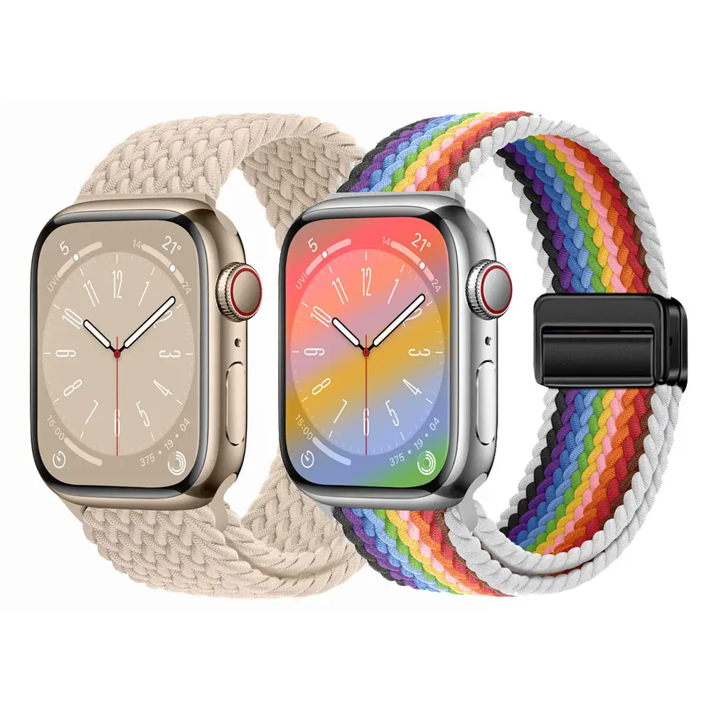 Magnetic Elastic Weave Nylon Watch Strap Band for Apple Watch Ultra Series 9 8 7 6 5 SE Fabric bracelet 49mm 45mm 44mm 41mm 42mm