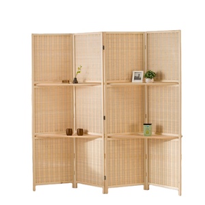 Phòng Divider 4 Bảng điều khiển màn hình phòng Divider màn hình bằng gỗ gấp di động phân vùng màn hình gỗ với lưu trữ di động kệ - Product Image 4