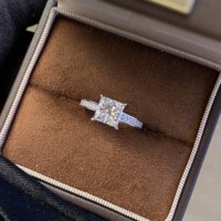 Bijoux fins en or massif 18 carats, diamant de laboratoire taille princesse VVS1 D personnalisé, bague de fiançailles et de mariage pour femme, cadeau d'anniversaire