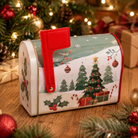 Caja de Metal Apilable, Resistente y Personalizada con Impresión Offset, en Forma de Árbol, para Envasado de Alimentos, Regalos, Galletas y Chocolates
