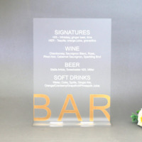 Cartes de menu en acrylique transparent givré de forme personnalisée support de menu de table nom de table de barre étiquette de prix