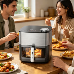 Anbolife Friteuse à air numérique 12-en-1 8L en acier inoxydable avec fenêtre et lumière, écran tactile, entièrement métallique, sans odeur, OEM/ODM - Product Image 2