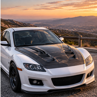 Kap Mesin Depan Serat Karbon Kompatibel Dengan Mazda RX-8 RX8 SE3P 2003-2012 Model REA Berventilasi Penutup Langsung Pabrik