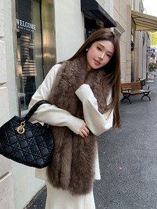 Écharpe longue <span class=keywords><strong>en</strong></span> <span class=keywords><strong>fourrure</strong></span> de renard double face de 170 cm, style influenceur, luxueuse, motif uni, chaude et polyvalente pour femme, cache-cou <span class=keywords><strong>en</strong></span> vraie <span class=keywords><strong>fourrure</strong></span> pour l'hiver - Product Image 4