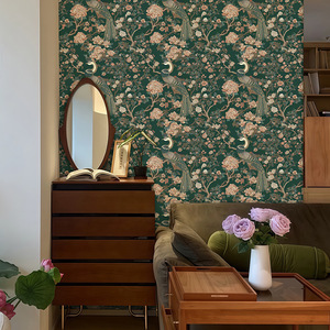 Creation Of Time And Space Peel And Stick Wallpaper Dark Green Floral Peacock Pattern Self Adhesive Wall Sticker For Home Decor - Product Image 4