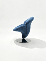 Fauteuil d'appoint pivotant moderne et minimaliste de designer, motif fleur de lys en polaire, fauteuil de loisirs rotatif à 360° avec base chromée