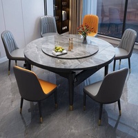 Table à manger de style moderne minimaliste avec plateau en marbre et structure en bois, forme carrée et ronde, double usage, BTDT005, pour la maison ou le restaurant