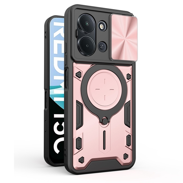 Shockproof Camera Protector Mobile Phone Case with Ring Stand Holder Magnetic Phone Case for Xiaomi Redmi 15C 4G/ 5G