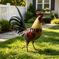 Statue de coq en fer pour jardin, décoration extérieure en métal pour patio et pelouse
