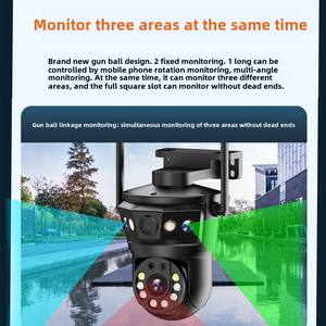 Videocamera di sorveglianza domestica a tre occhi 3K Wireless Wireless per esterni Wifi Smart HD a tre occhi 6MP rete telecamere di sicurezza a distanza cctv - Product Image 5