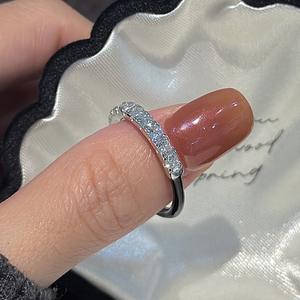 Anillo de Plata de Ley S925 con Circonita, Diseño de Nicho, Simple y Moderno, Vintage, con Esmalte Negro, Anillo Abierto, Chapado en Oro Rosa - Product Image 4