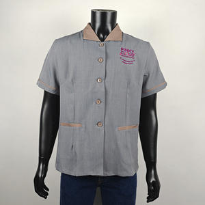 Broderie Hôtel Restaurant Réceptionniste Logo Personnalisé Room Service Nettoyage Ménage Personnel Uniforme Nettoyant Chemise À Manches Courtes - Product Image 2