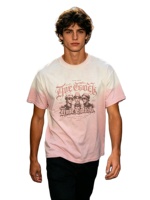 T-shirt Streetwear Homme Personnalisé Kornit DTG Imprimé Vintage Tissé 280g Rose Dégradé Portrait Gothique Longueur Standard