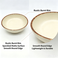 Bol en mélamine rustique moucheté, bord brûlé vintage, finition mate, qualité alimentaire, pour salade, idéal pour la maison, les restaurants et les hôtels